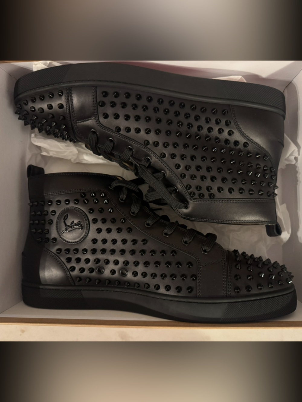 Christian Louboutin Black Spiked High-Top Sneakers for Men